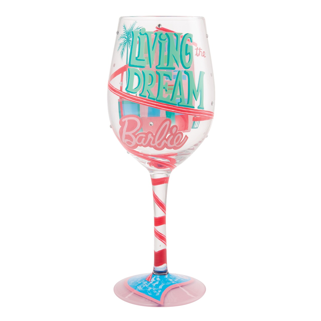 Lolita Barbie Living the Dreamlife Hand Painted Wine Glass 9.1in H